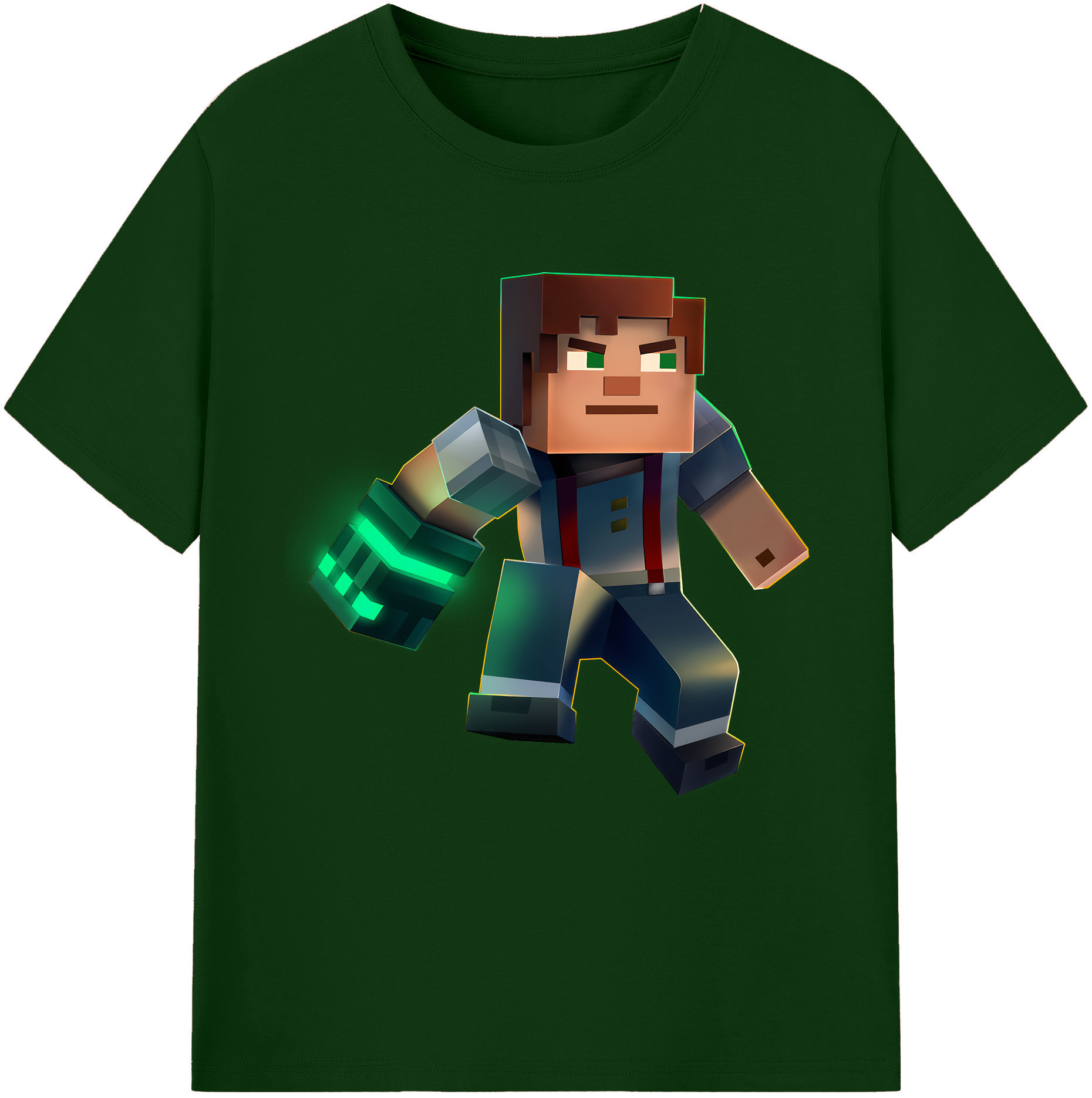 （画像用） マインクラフト ブロックの世界 Minecraft MC Block world 綿100％半袖Tシャツ（フロントプリント）
